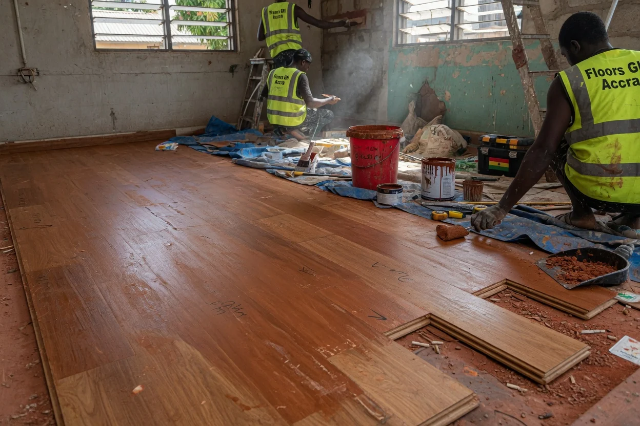 Engineered hardwood flooring in Accra, Ghana — herringbone engineered hardwood finish closeup residence floorsgh, Accra Ghana